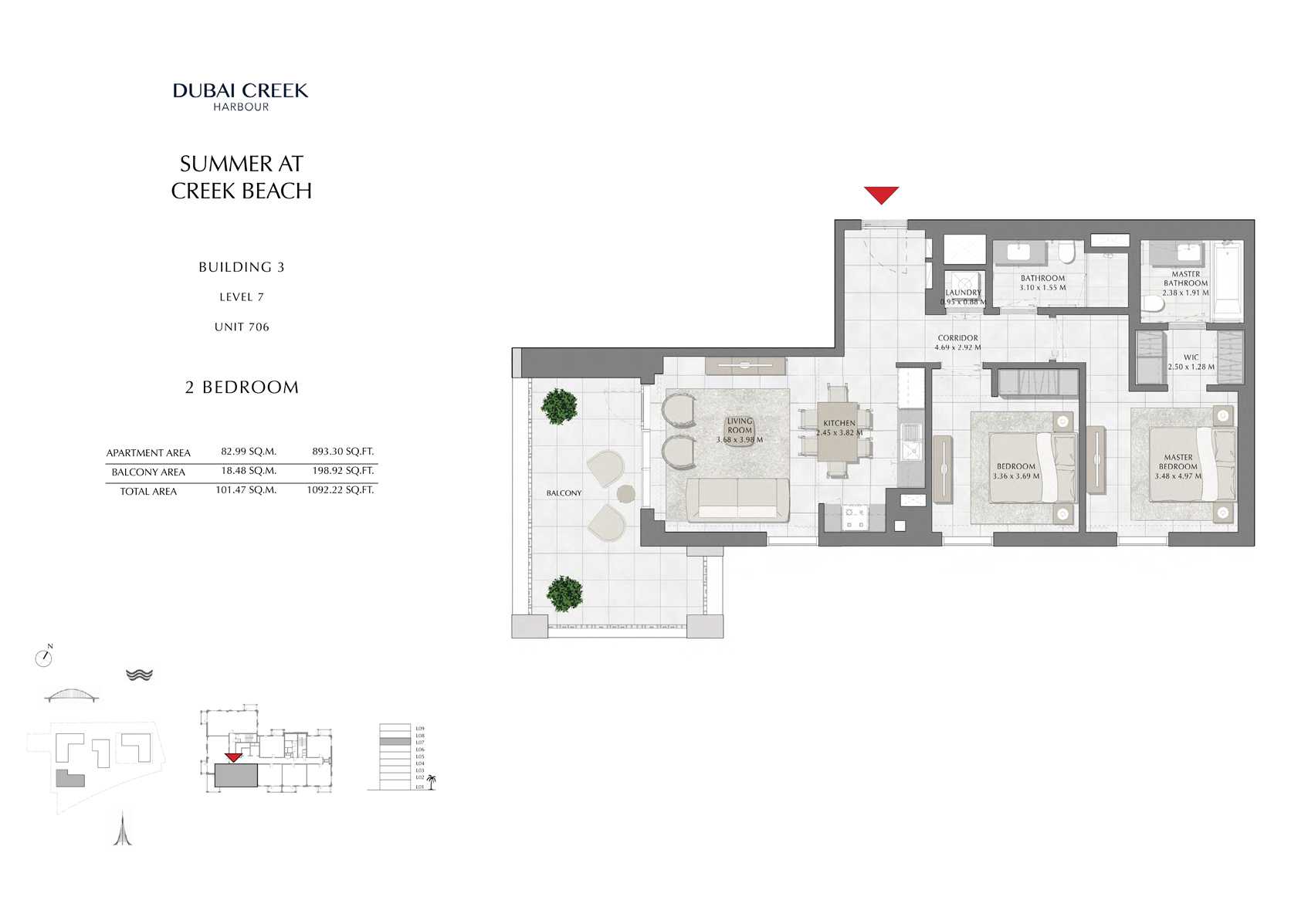 2 Br Building 3 Level 7 Unit 706, Size 1092 Sq Ft